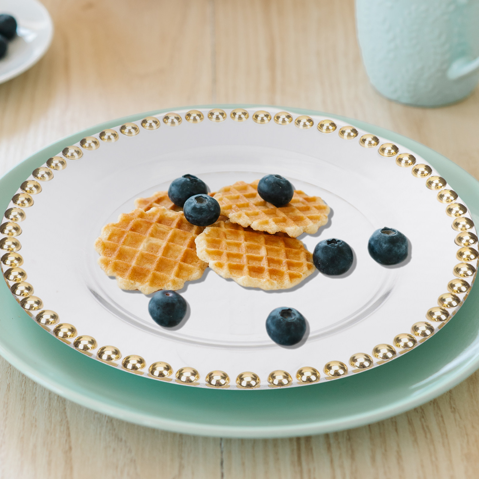 Food Snacks Restaurant - Gold Plated Glass Plate Multi-Function Food