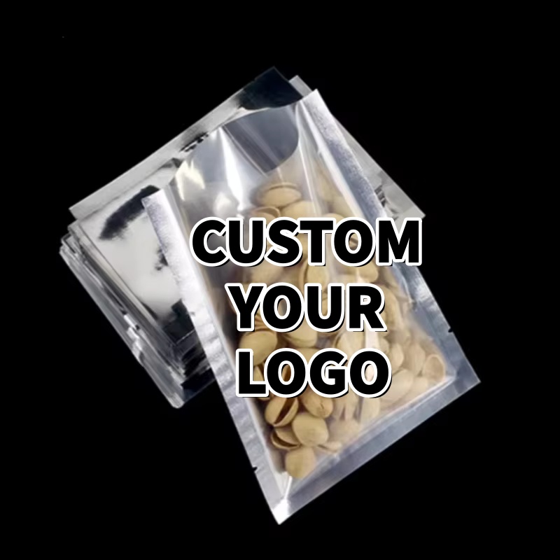 Food Snacks For Christmas - 100 Pack Silver Glossy Flat Pouches